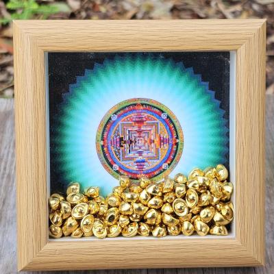 Tranh lưu niệm để bàn mandala kalachakra và thỏi vàng mẫu 2
